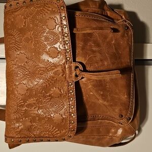 The Sak Embossed Leather Satchel Purse Bag EUC Like New